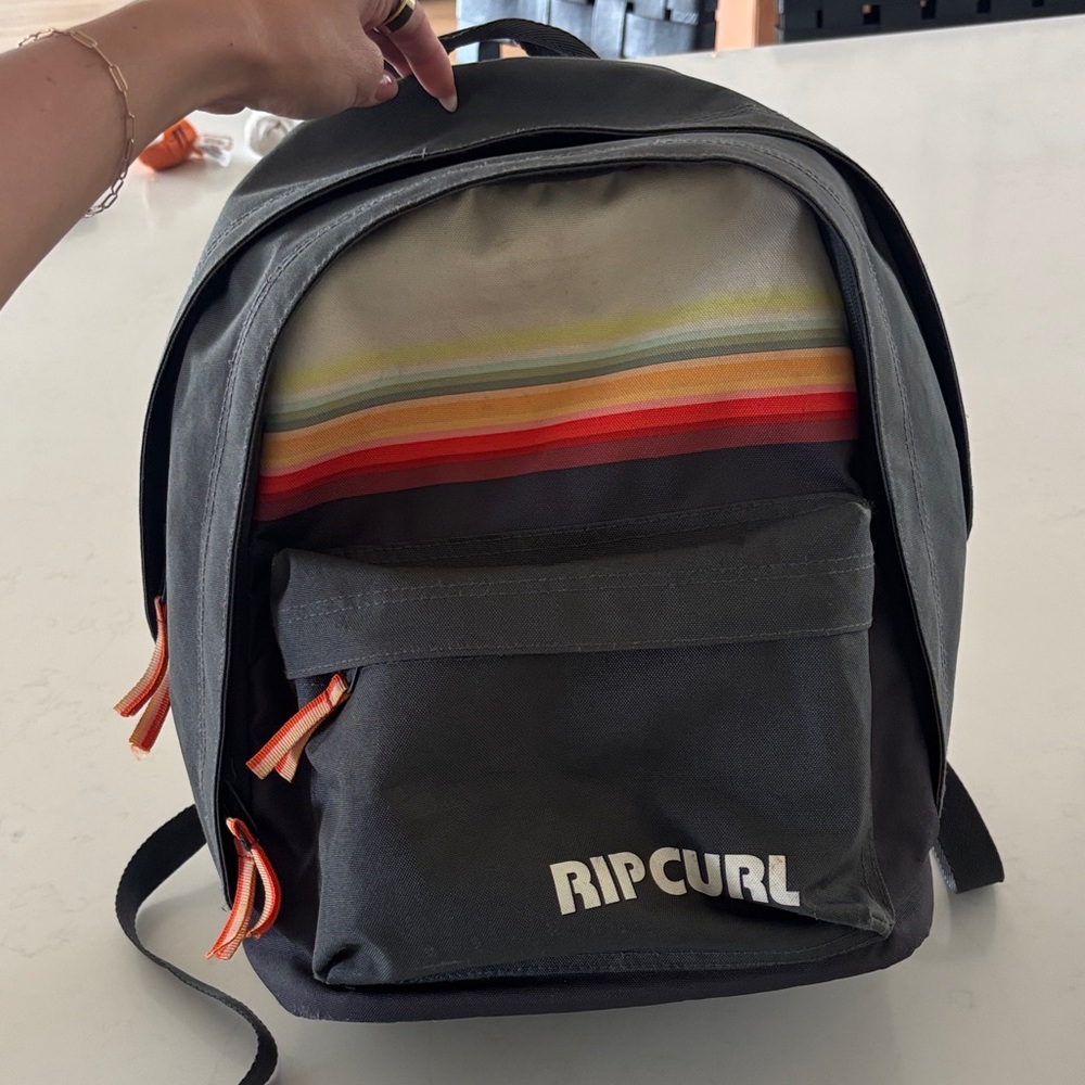 Rip Curl Black Backpack with Rainbow Stripes